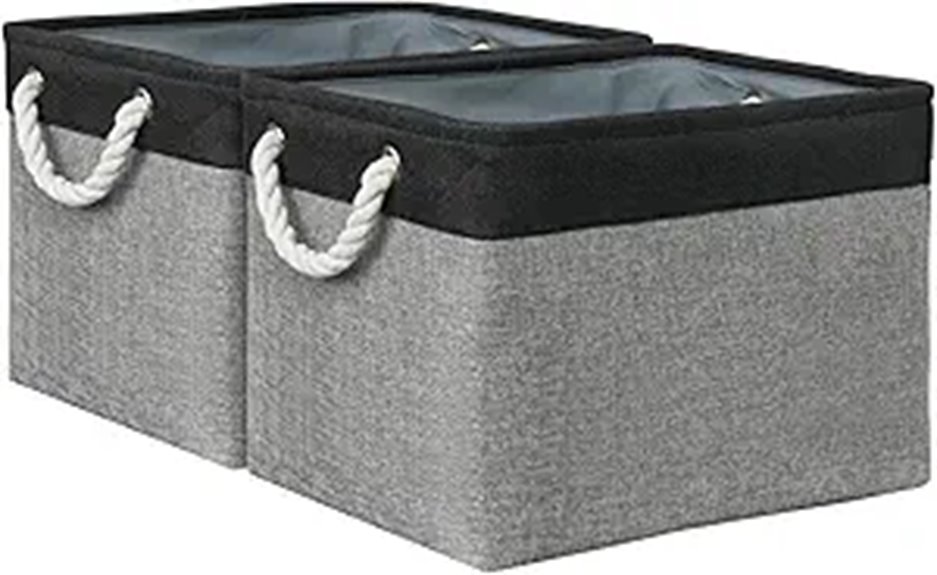 TcaFmac Collapsible Storage Baskets (2 Pack Black & Grey)