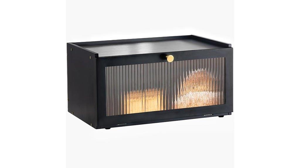 black bamboo window bread box