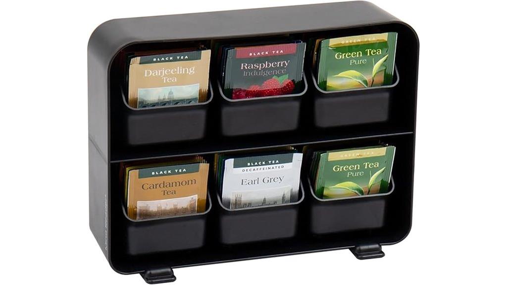 black countertop tea organizer