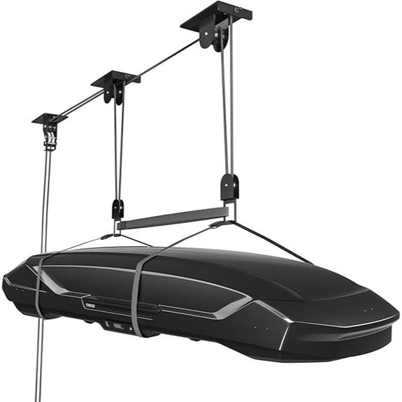 Garage Ceiling Pulley System for 150 lbs Black