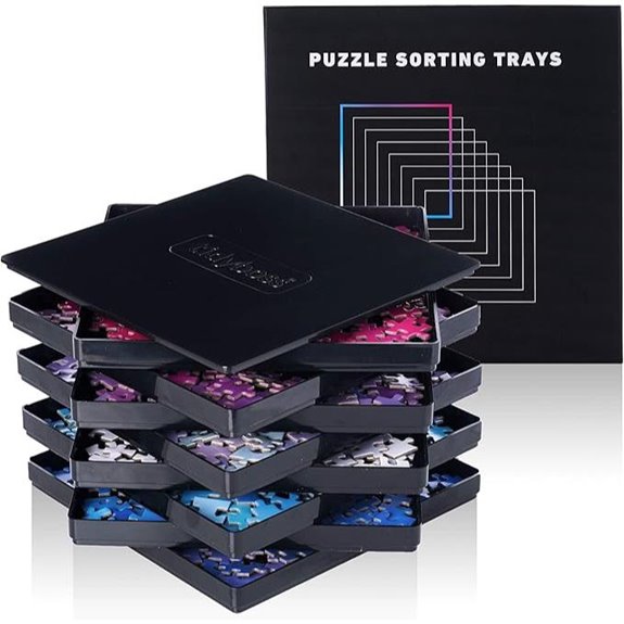 8 Black Puzzle Sorting Trays with Lid