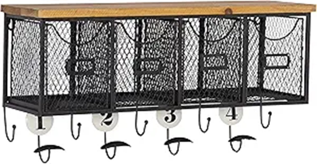 Linon 4-Basket Wall Organizer Black