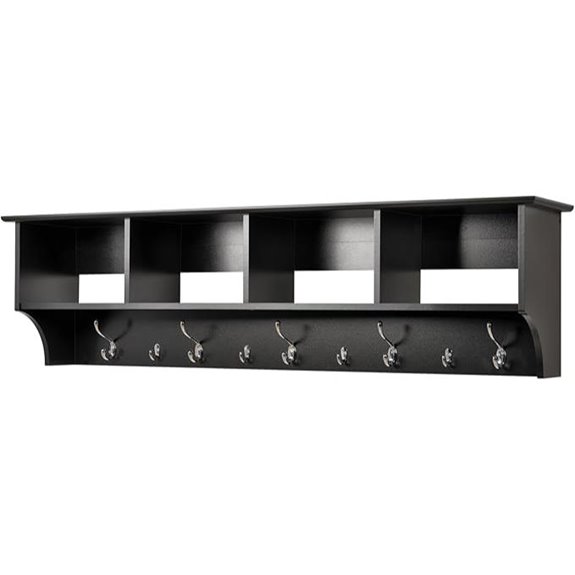 Prepac Wall Mount Coat Rack with Shelves Black