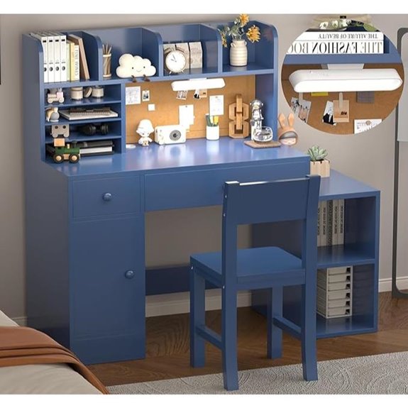 Blue Wooden Kids Study Desk & Chair Set
