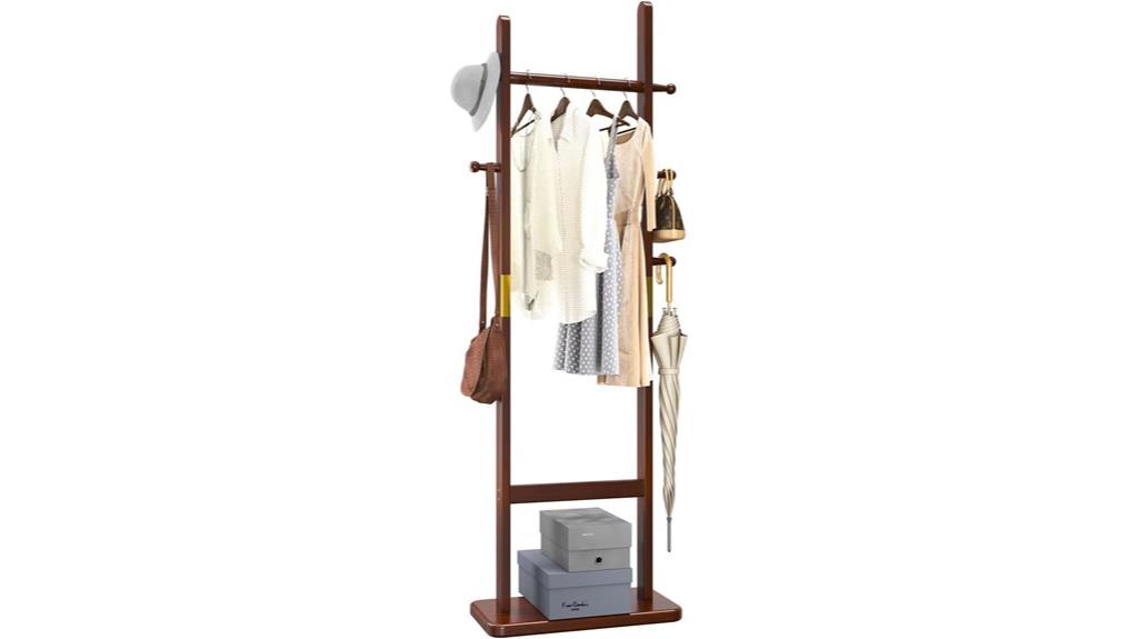 brown space saving coat rack