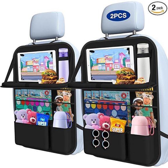 Backseat Organizer with Tray and Tablet Holder (2-Pack)