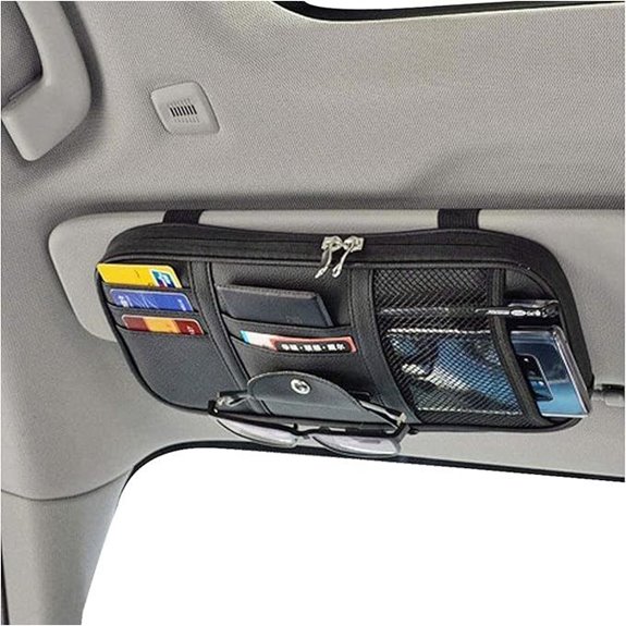 Da Car Sun Visor Organizer with Pockets and Clips