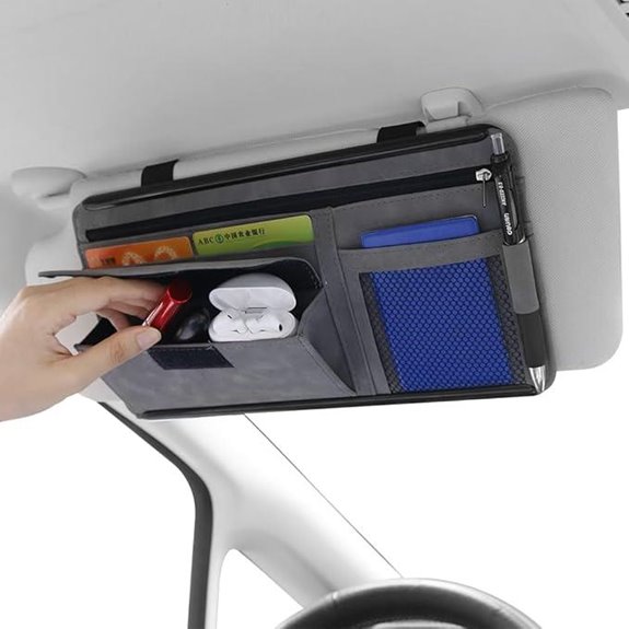 Car Sun Visor Organizer with Glasses and Card Holders