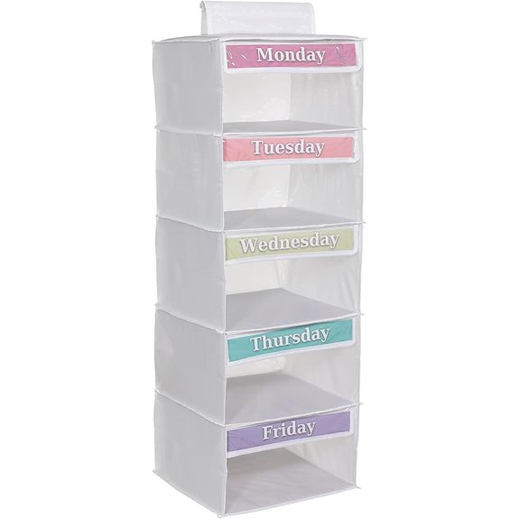Kids Weekly Closet Organizer with Color Labels