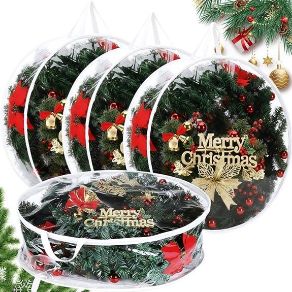 Shappy 4 Pcs Christmas Wreath Storage Bags