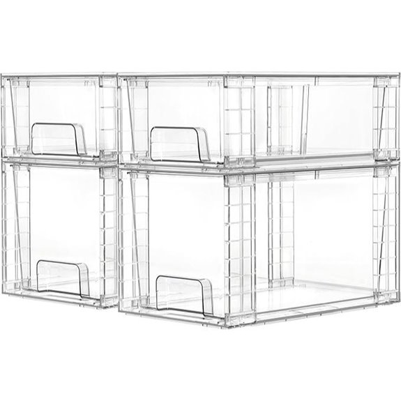 Vtopmart 4-Pack Clear Stackable Storage Drawers
