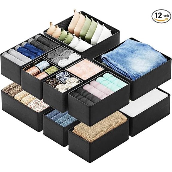 SpaceAid Drawer Organizer Bins for Clothing (12 Pack)