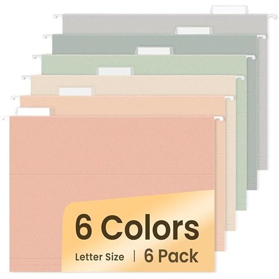 SUNEE Hanging File Folders 6 Pack Morandi Colors