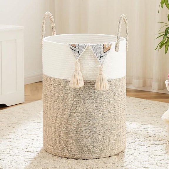 Woven Cotton Rope Laundry Hamper 60L Storage Basket