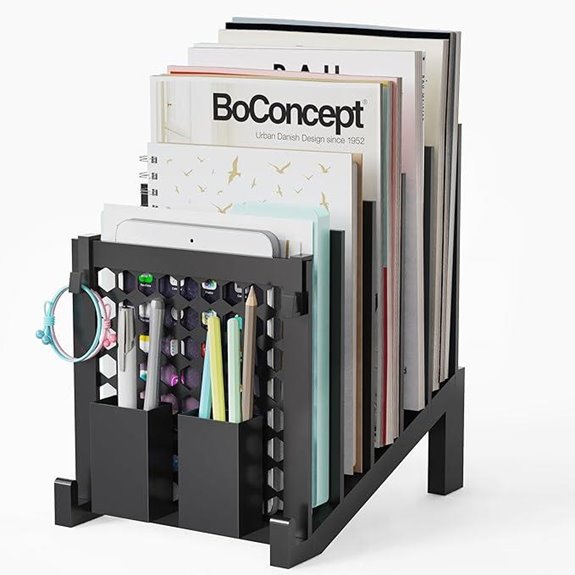 Desk File Organizer with Storage Box and Hooks