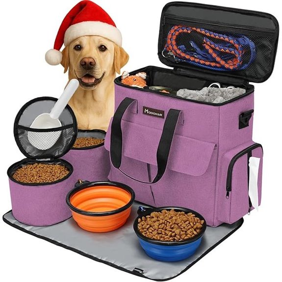 Modoker Dog Food Tote Set with Containers and Bowls