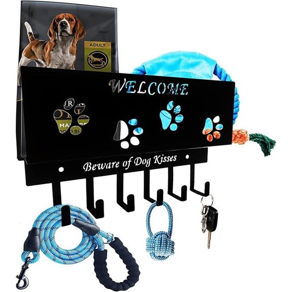 Dog Leash & Key Wall Organizer with Hooks
