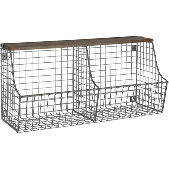 Spectrum Double Bin Wall Basket with Wood Top Shelf