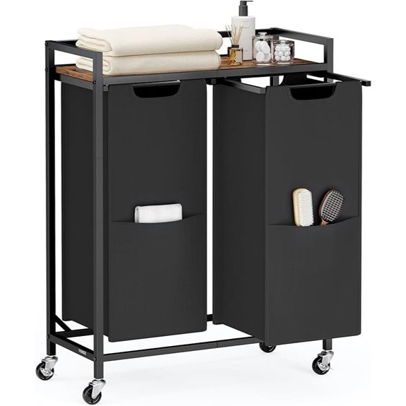 VASAGLE Laundry Sorter with 2 Compartments and Wheels