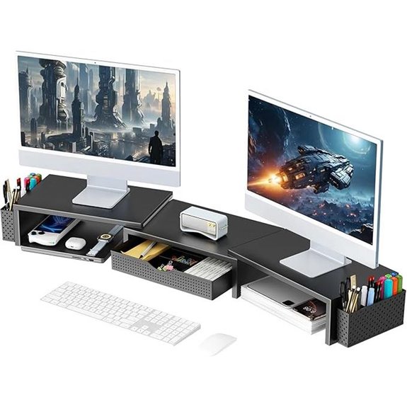 Gianotter Dual Monitor Stand with Drawer and Pen Holders
