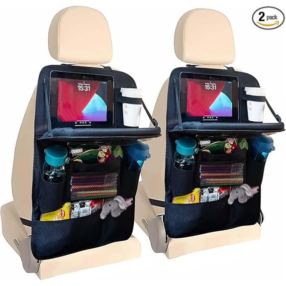 Backseat Car Organizer with Tray and Pockets (2 Pack)
