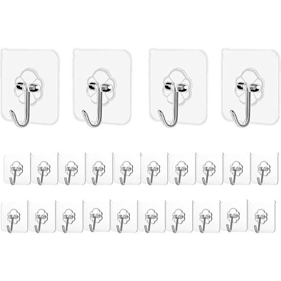 Heavy Duty Transparent Adhesive Hooks (24 Pack)