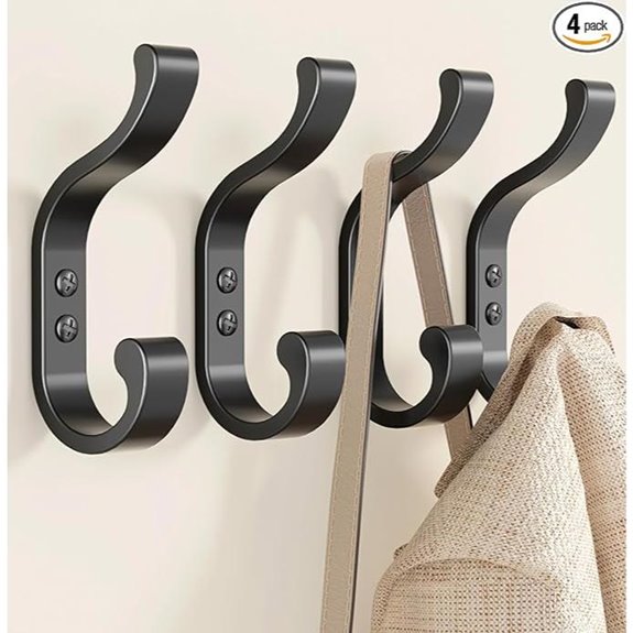Heavy Duty Wall Mount Coat Hooks (4 Pack)