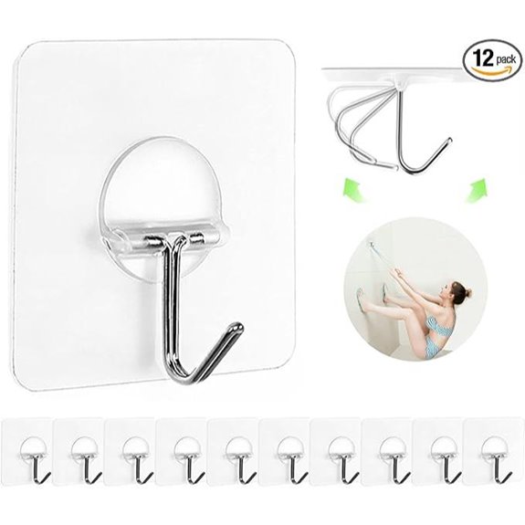 Heavy Duty Waterproof Adhesive Hooks (12 Pack)