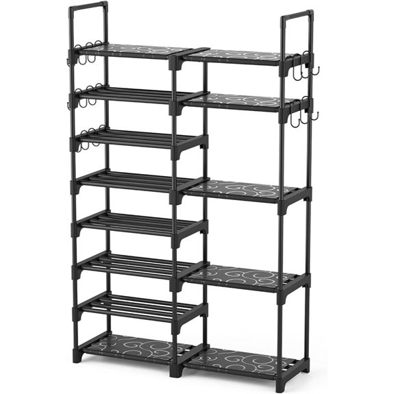 ROJASOP 8-Tier Metal Shoe Rack with Hooks