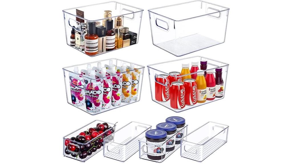 eight transparent storage containers