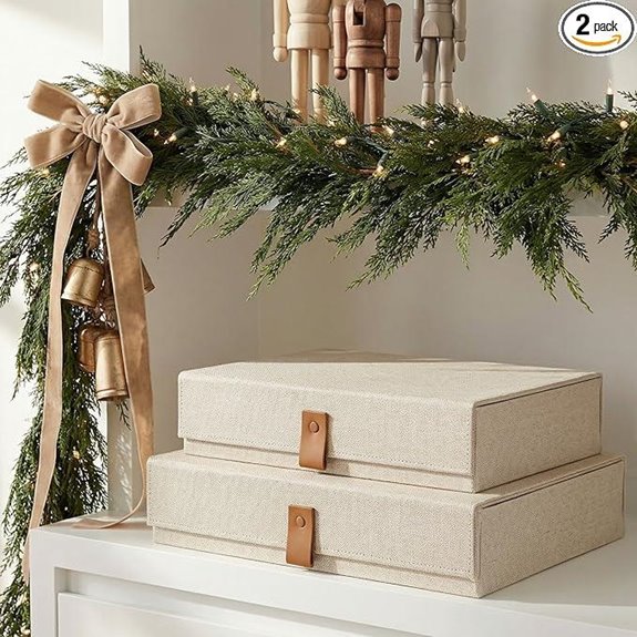 Decorative Linen Photo Storage Boxes (Set of 2)