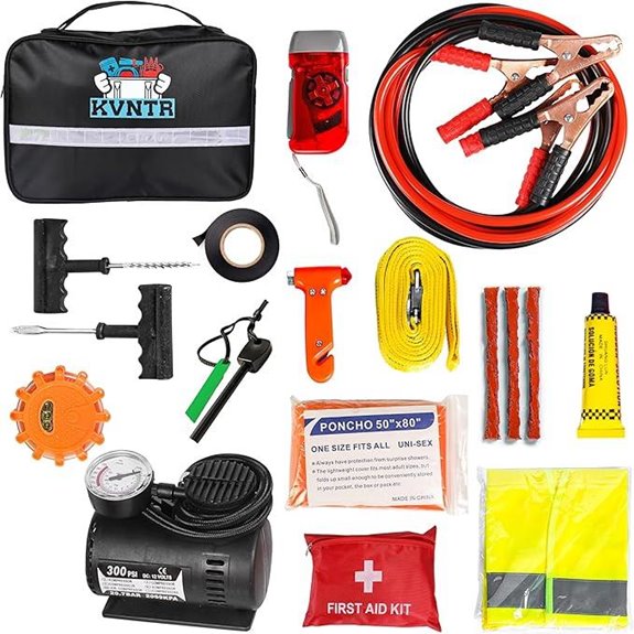 Emergency Car Kit with Jumper Cables & Safety Supplies