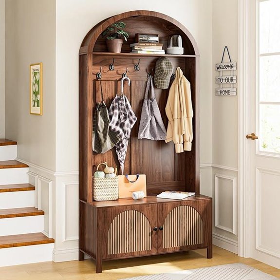 Entryway Hall Tree with Bench Hooks & Shelves