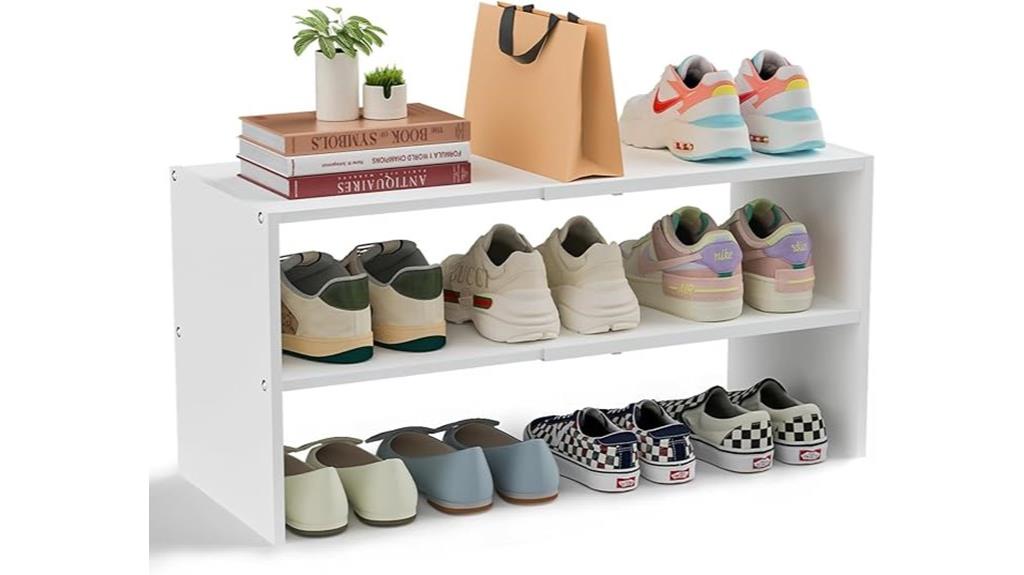 expandable white shoe organizer