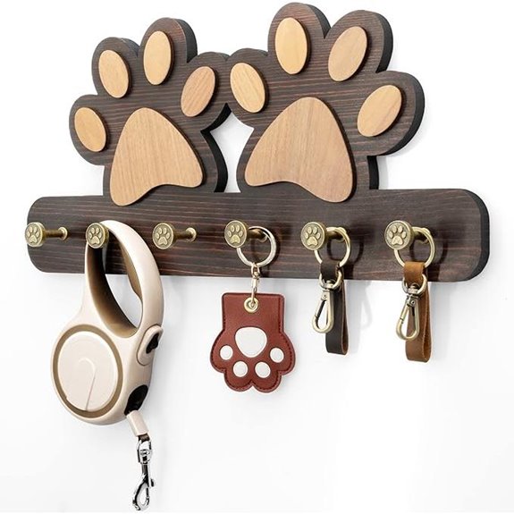 Farmhouse Wall Key & Dog Leash Holder with Hooks