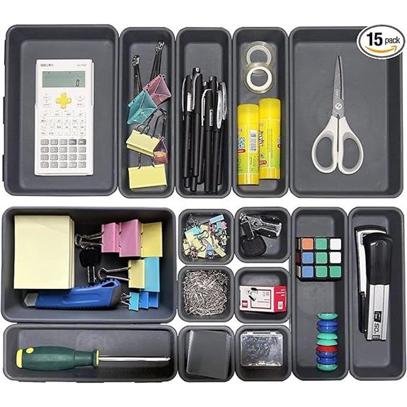 15 PCS Interlocking Drawer Organizers for Office and Home