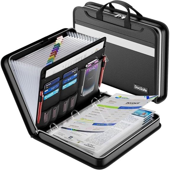 DocSafe Fireproof Zipper File Organizer with Pockets
