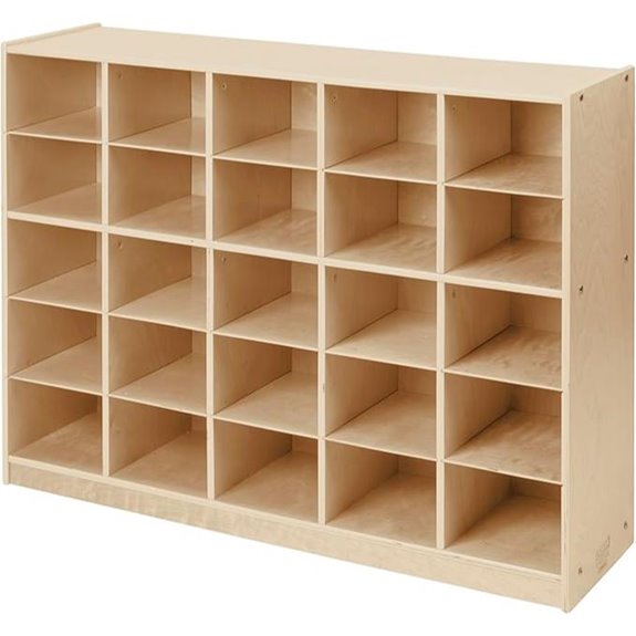 25-Compartment Mobile Cubby Storage Cabinet 5x5 Toy Organizer Natural
