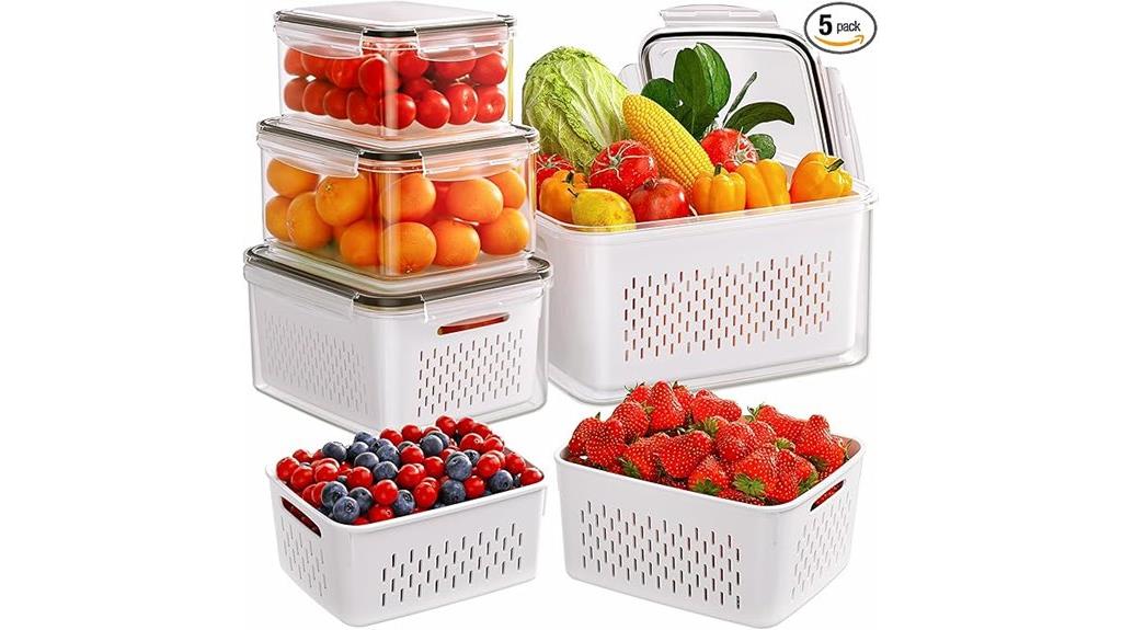 five fruit storage containers