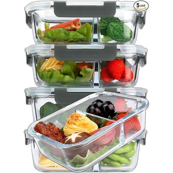 MCIRCO 5-Pack Glass Meal Prep Containers with Lids