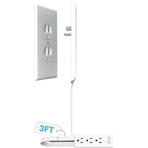 Sleek Socket Flat Outlet Concealer with Extension Cord