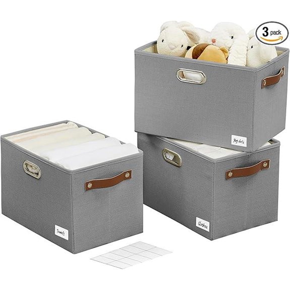 3-Pack Foldable Fabric Storage Bins with Handles