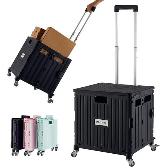 Folding Utility Cart with Wheels for Shopping and Storage