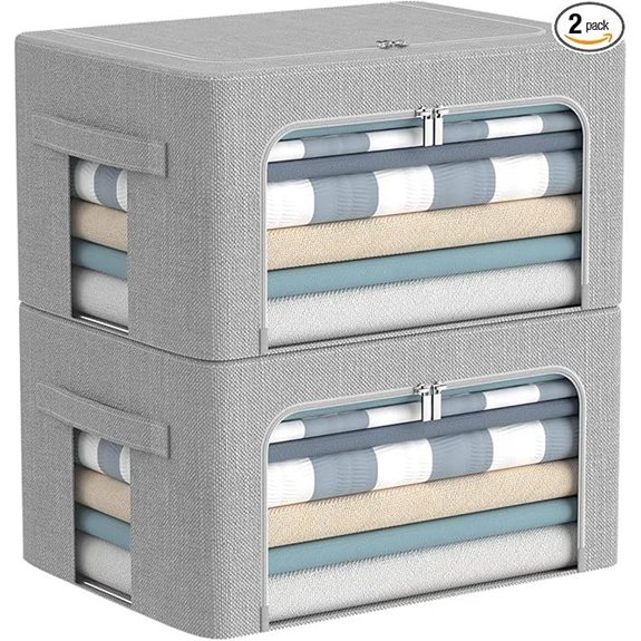 CYhom Foldable Stackable Storage Bins (2 Pack)