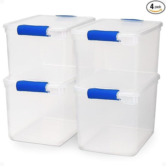 HOMZ 4-Pack 31 Quart Clear Storage Bins with Lids