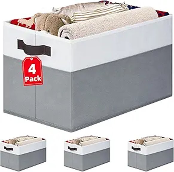 4 Pack Fabric Closet Storage Baskets with Handles