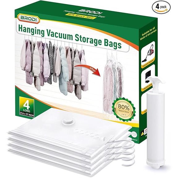 Hanging Vacuum Storage Bags for Clothes (4 Pack)