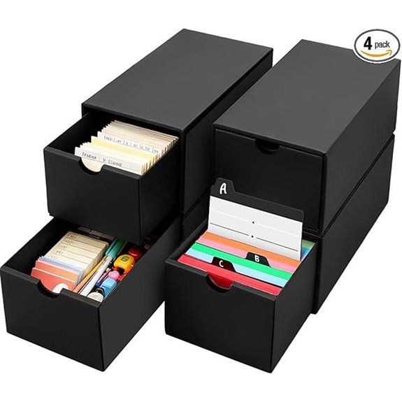 4-Pack 4x6 Index Card Box with Lid