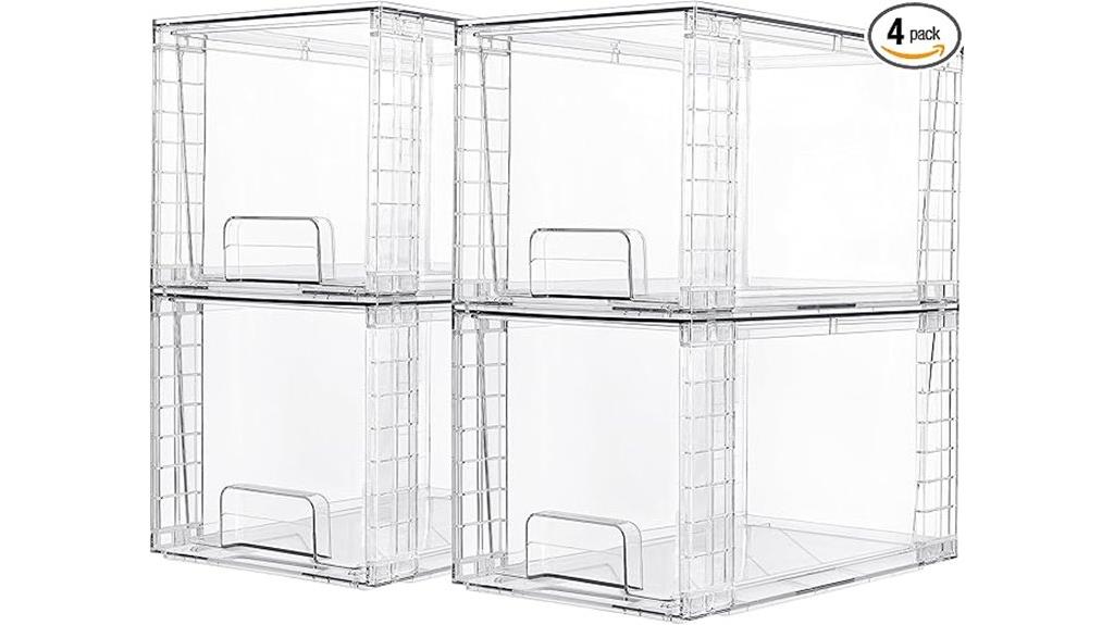 four pack stackable drawers