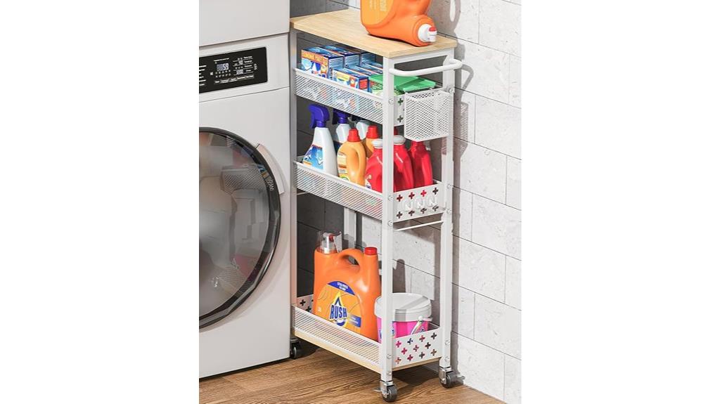 four tier slim laundry cart